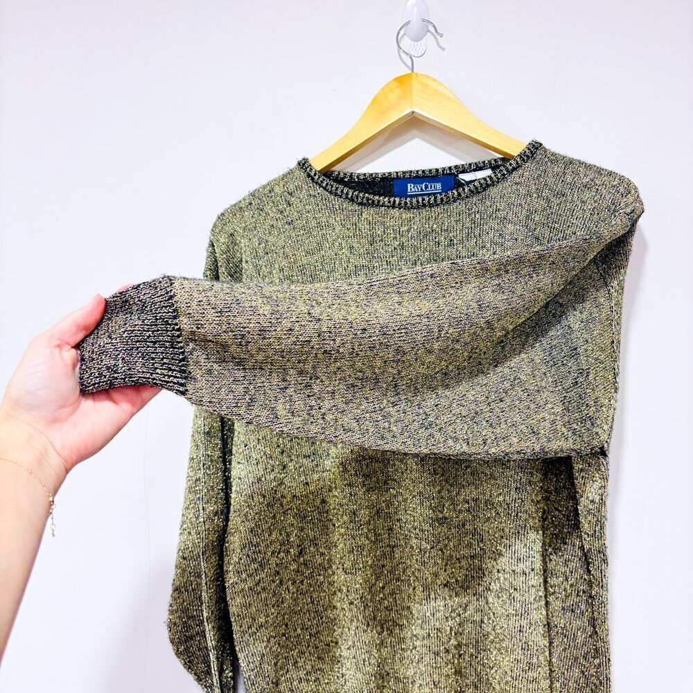 BAY CLUB – Vintage metallic knit sweater | Shimmery gold tone | Medium * - Picture 6 of 7